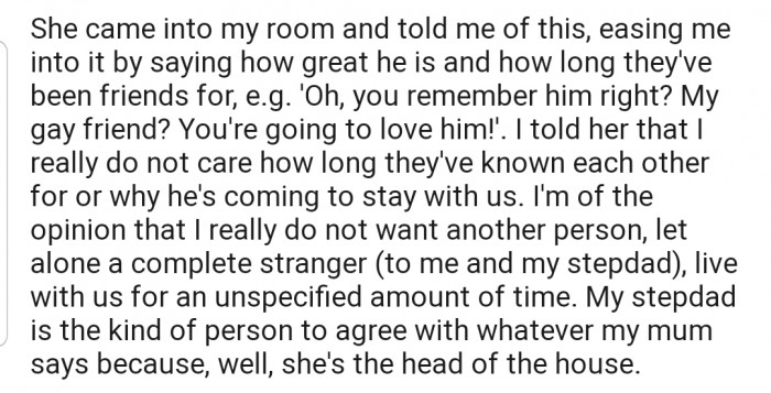 However, OP wasn't happy about accommodating a 