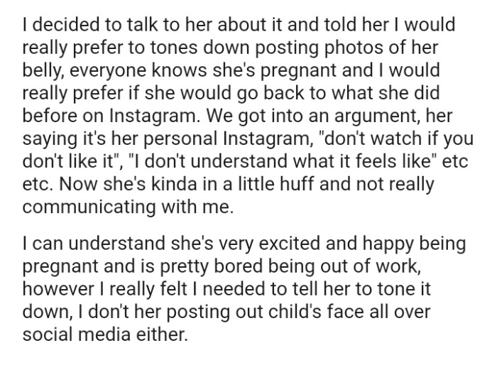 The OP and his wife got into an argument, with her saying it's her personal Instagram