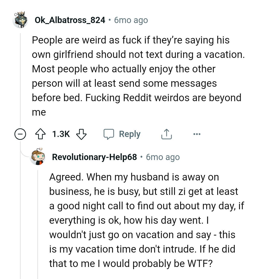 Who says his own GF can't text while she's on vacation?