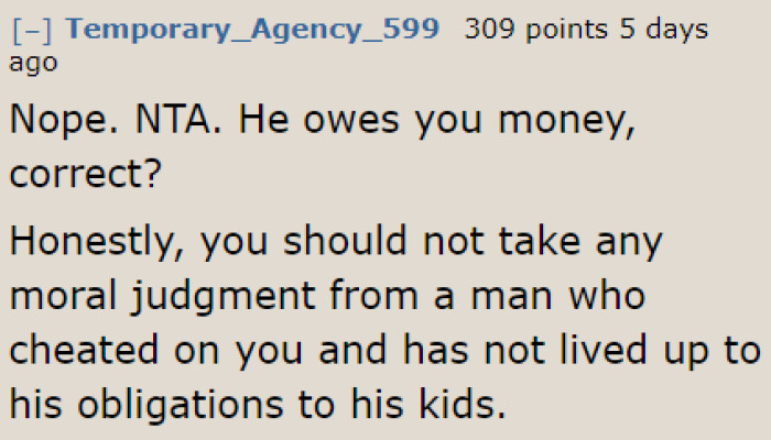 It's Not Worth Listening to the Moral Judgment of an Unfaithful Man.