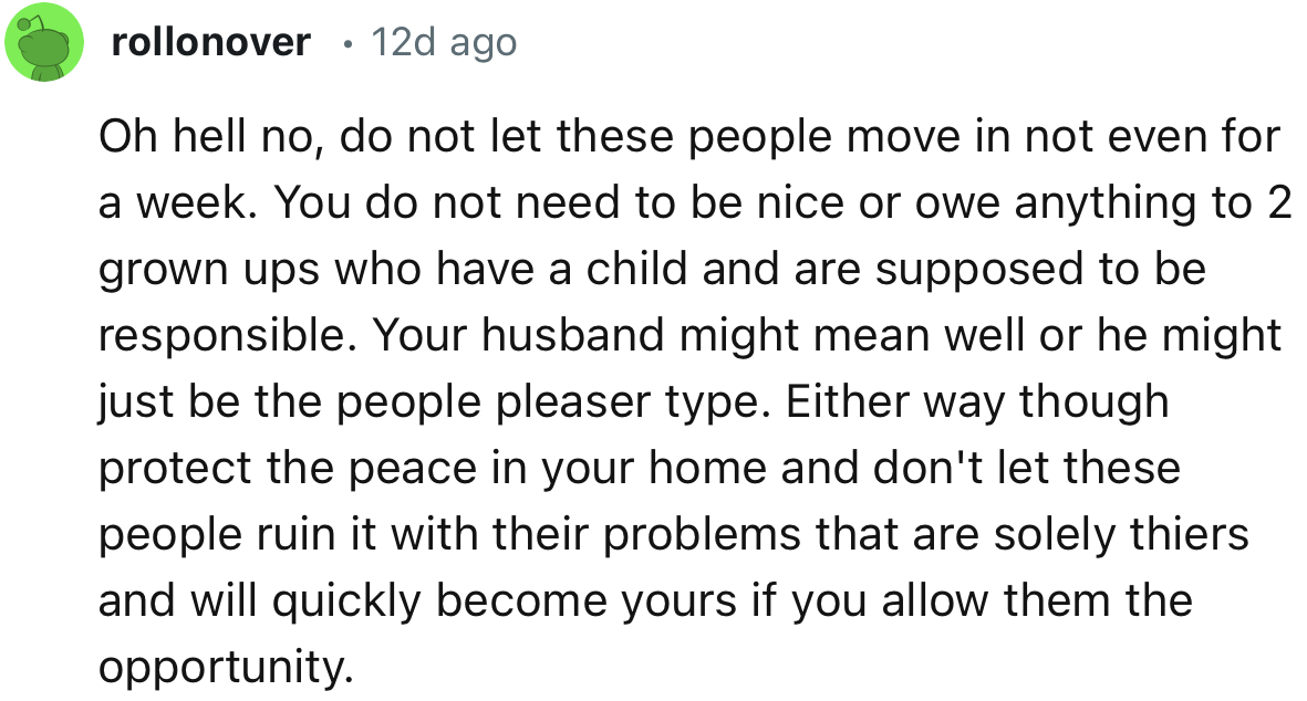 “You do not need to be nice or owe anything to two grown-ups who have a child and are supposed to be responsible.”