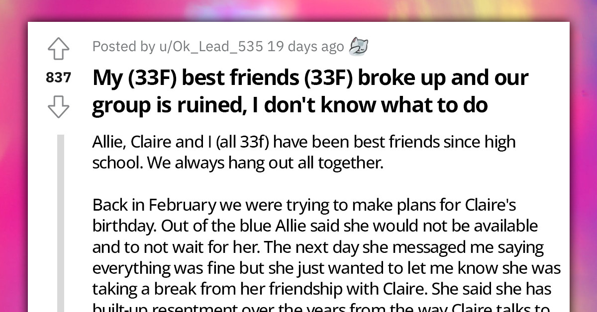 Redditor Seeks Urgent Help As Her High-School Friend Group Of Almost Two Decades Is At The Brink Of Collapse