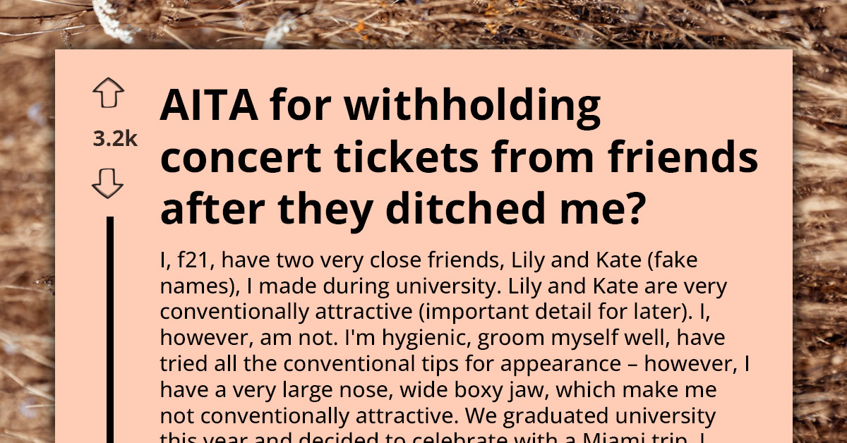 Woman Buys Concert Tickets For Friends Who Ditched Her Because She Is Not Pretty Enough