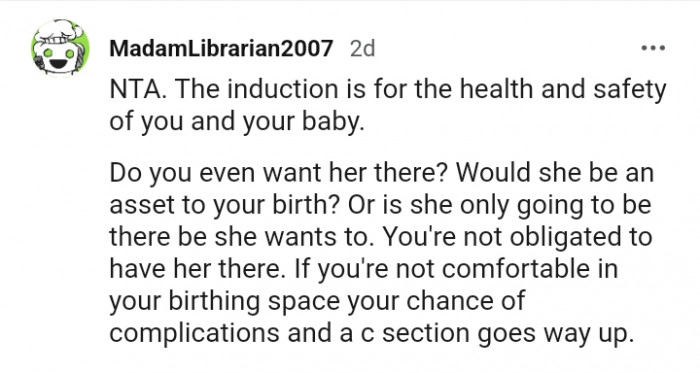 You're not obligated to have her there