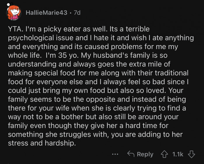 You do everything to make sure your family members are happy with what you're offering.