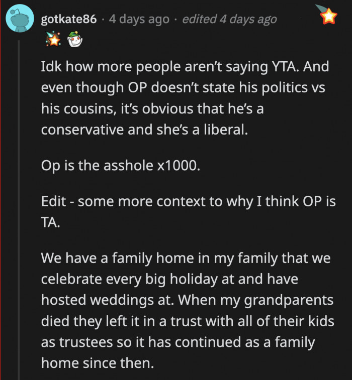 Some Redditors didn't care to separate the matters and think OP is an a**hole for his beliefs.