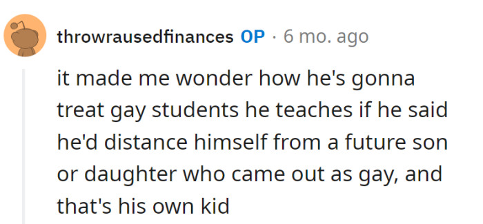 Teaching tolerance or textbooks? If he's distant with his, imagine his stance on the classroom rainbow.