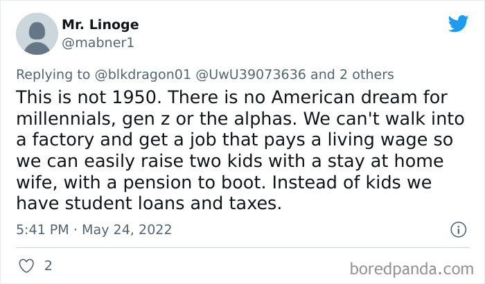 2. Instead of kids, we have student loans