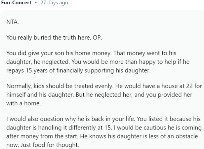 That money went to his neglected daughter
