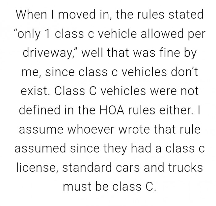Only one Class C vehicle allowed per driveway