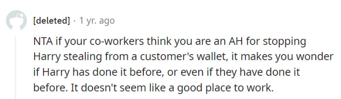 No, definitely not the AH. If coworkers think stopping Harry from wallet-wrestling is wrong, maybe they've been in cahoots with Harry's antics!