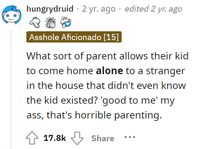 Leaving a kid at home alone with strangers—not a good start for the parents.