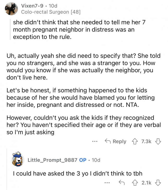 The sister did specify that 