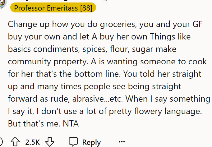 They should buy their food separately