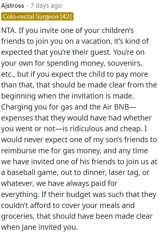 It's unreasonable to expect reimbursement for some expenses.