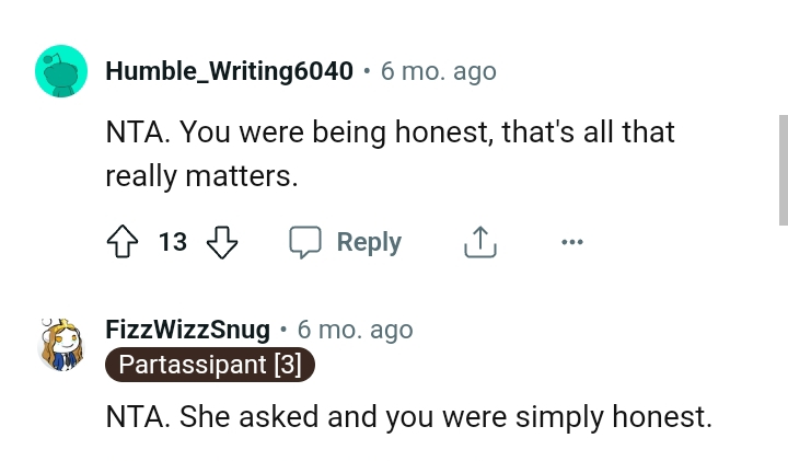 OP's Mom Asked, and She Was Simply Being Honest