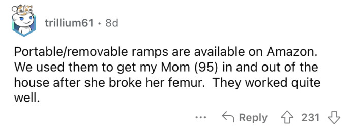 Perhaps a portable ramp is an option?