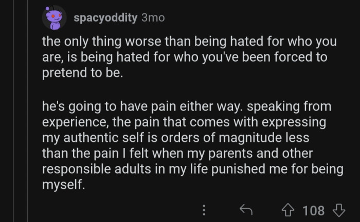 Either way, OP's son will have to deal with some pain.