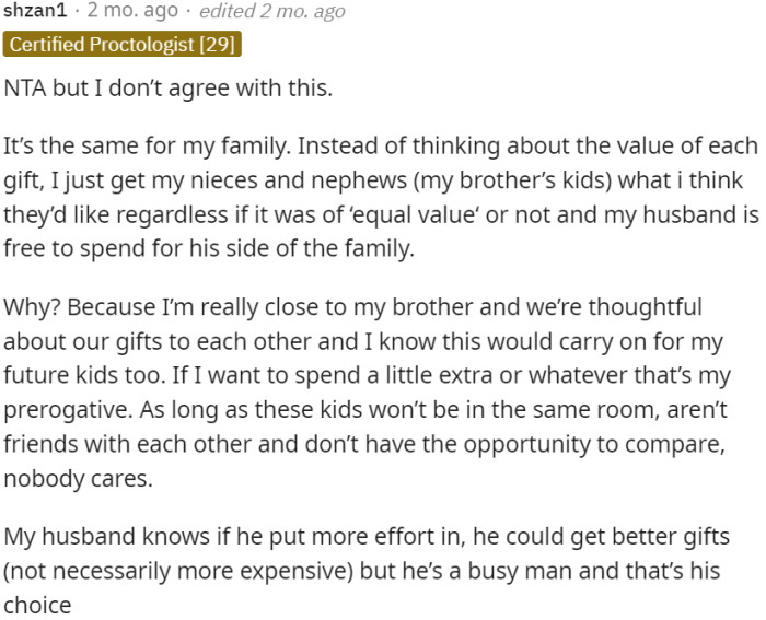 As long as the kids won't compare gifts, it doesn't matter if the gifts are of different values