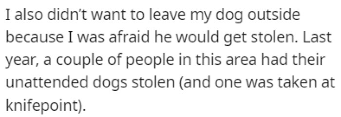 They didn't want to leave their dog outside of the library for safety reasons