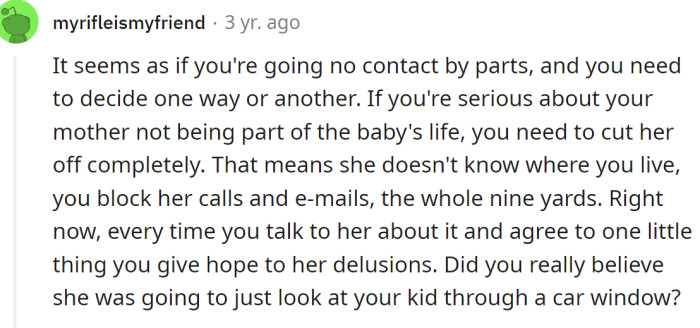 The OP needs to cut her off completely