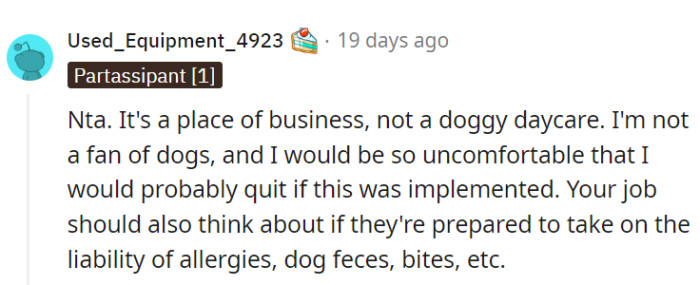 An office is for deals, but not for doggie deals.