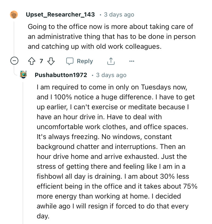 This paints a vivid picture of what in-office work is like