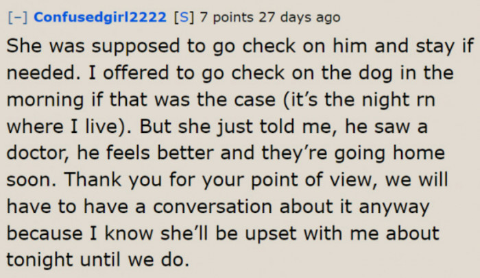 It's indeed time for a conversation with the sister.