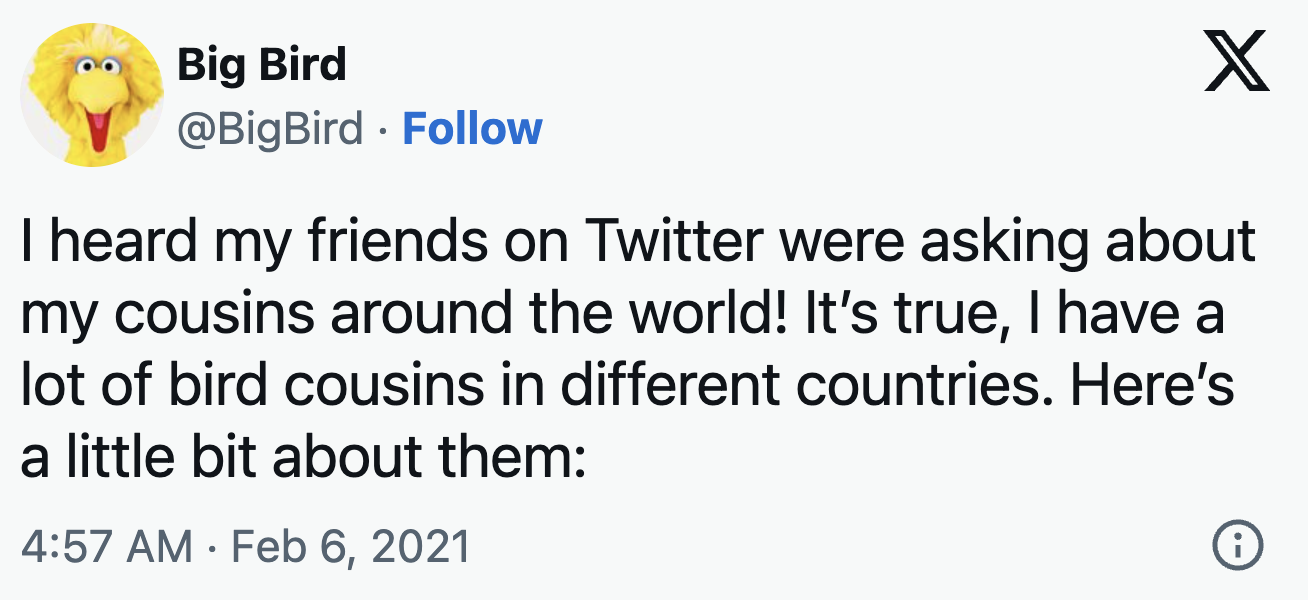 Once Scully shared the original post on Twitter, it quickly caught fire, leaving the internet in collective astonishment. The revelation about Big Bird's varied appearances around the world resonated widely, propelling the conversation to trend across the platform.