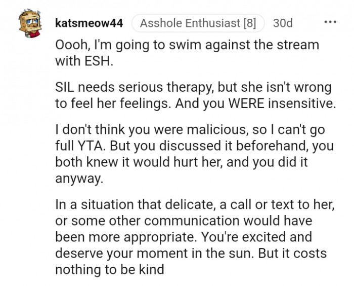 You both knew it would hurt her