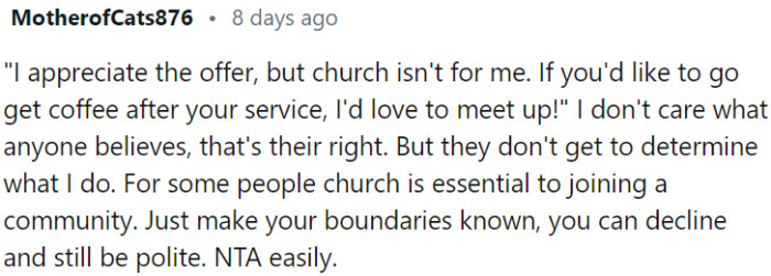 It's important to respect everyone's beliefs and rights, but ultimately, others don't have the authority to dictate our choices.