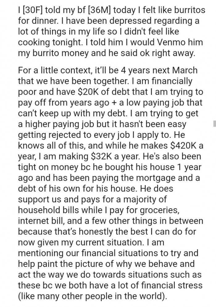 The OP is financially struggling and has $20K in debt