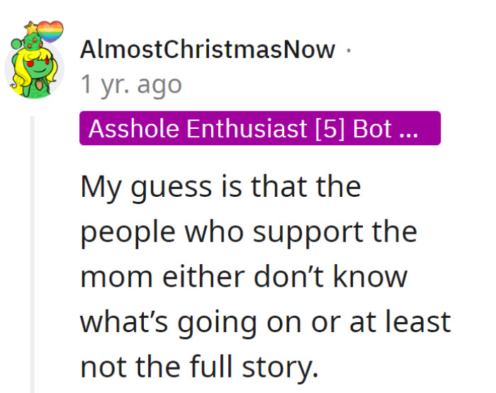 Plot twist: Mom's fan club probably thinks they're cheering for a rom-com, not a family drama.