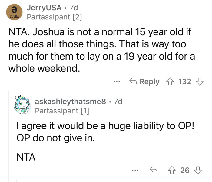 It's too much responsibility for a 19-year-old.