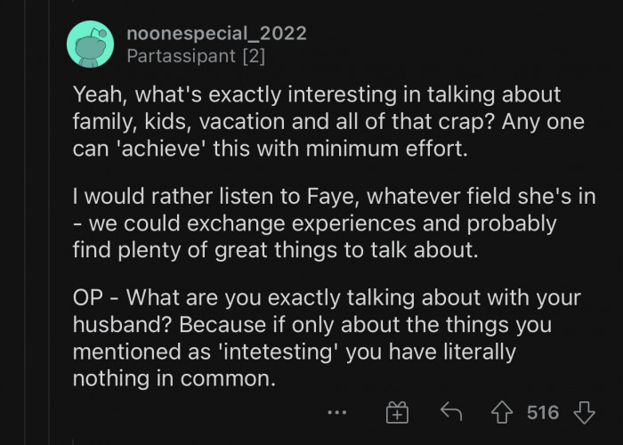 OP and Faye have nothing in common.