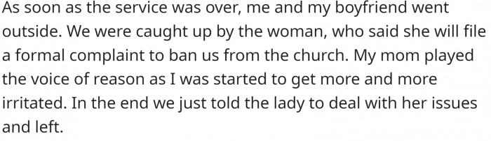 She continued after the service.