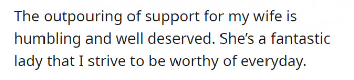 He highlighted the love his wife received from the comments—and we're glad that the Reddit community seems to have knocked some sense into him.