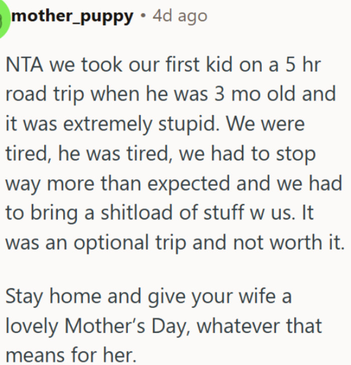 Taking a newborn on a long road trip is simply not worth it