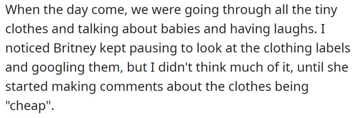 While sorting through clothes, the OP noticed Britney's focus on the clothing labels: