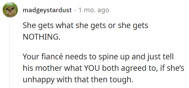 The fiancé needs to spine up