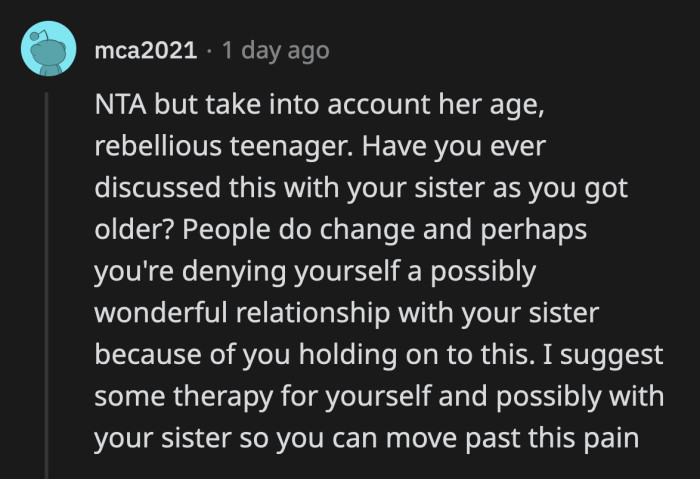 Could OP chalk it up to a teenager doing a stupid thing, asked a commenter