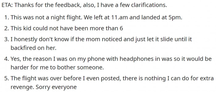 And the kid's mom yelled at him. OP posted additional explanations: