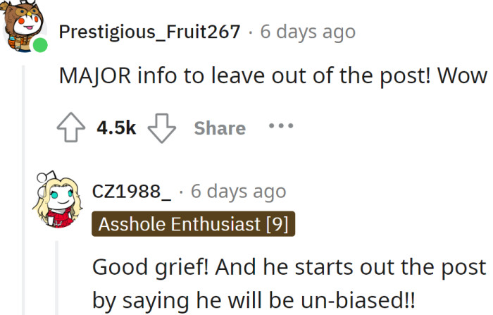 He undoubtedly wasn't unbiased.