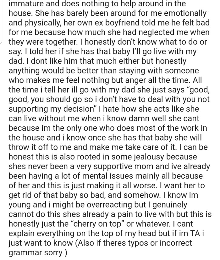 OP Has Also Accused Her of Being the Worst Possible Person to Raise a Child