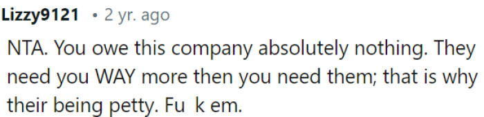 OP doesn't owe the company anything.