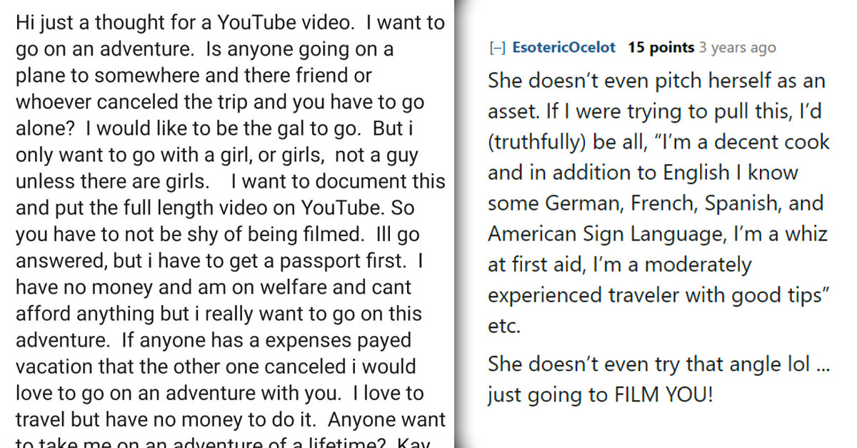 Broke Woman Begs For All-Expense-Paid Trip On Facebook And Adds List Of Her Demands