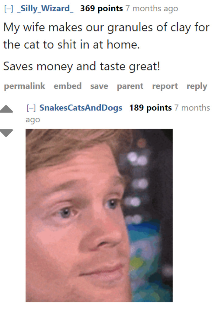 One comment stuck out like a sore thumb. The 'tastes great' part of this comment had users cracking up.