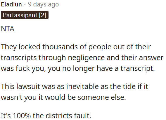 The lawsuit was bound to happen due to their fault.