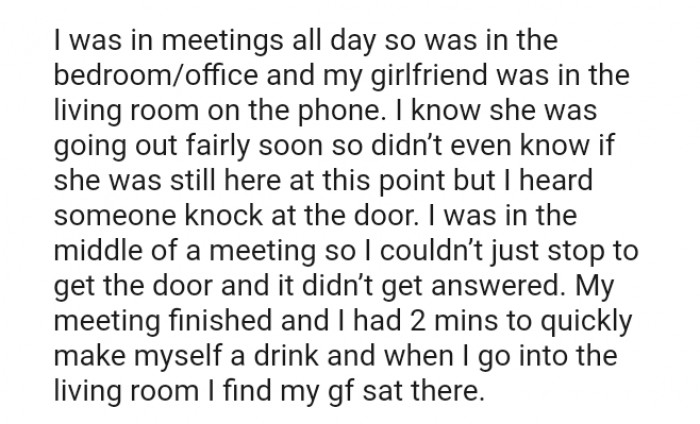 I couldn't just stop to get the door