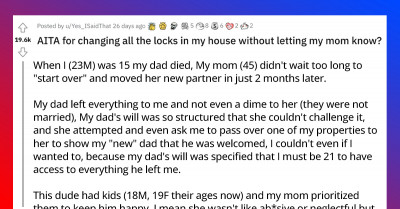 Son Unceremoniously Kicks His Estranged Mom Out When He Changed The Locks Of His Home While She Was On Vacation